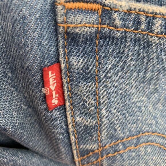 Levi’s PREMIUM Jeans 27 Wedgie Straight Button Fly BIG E Medium Distressed Blue - Picture 4 of 9